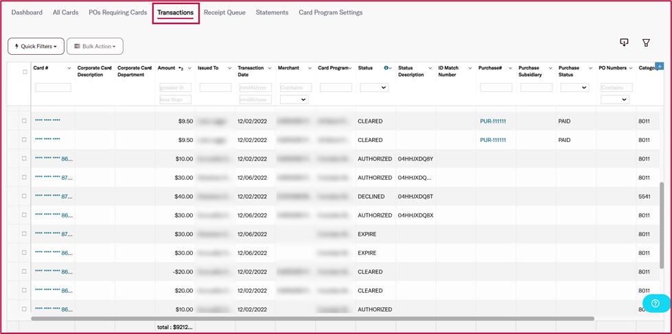 Reviewing Transactions – Corpay